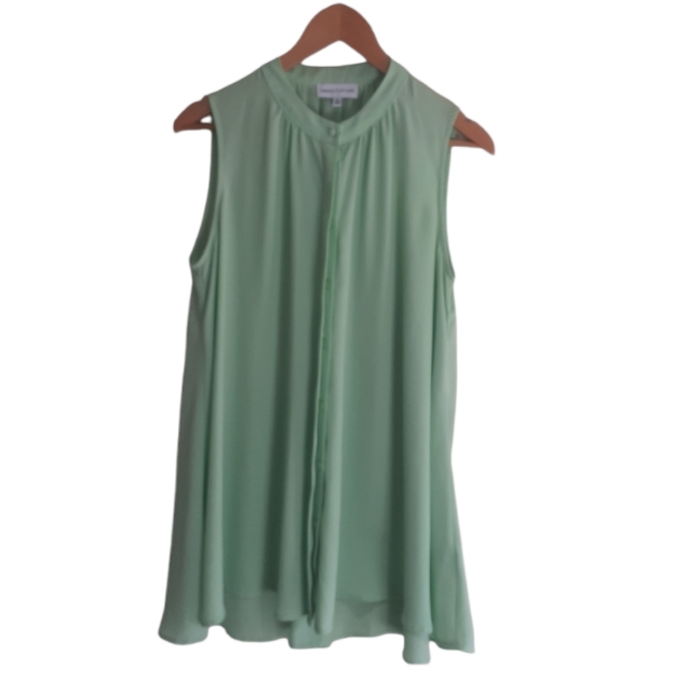 Gibson Latimer Women's Tank Blouse Green Flowy A-Line Size Medium